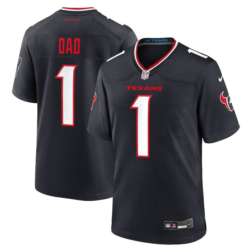 #1 Dad Houston Texans 2024-2025 Game Navy Jersey